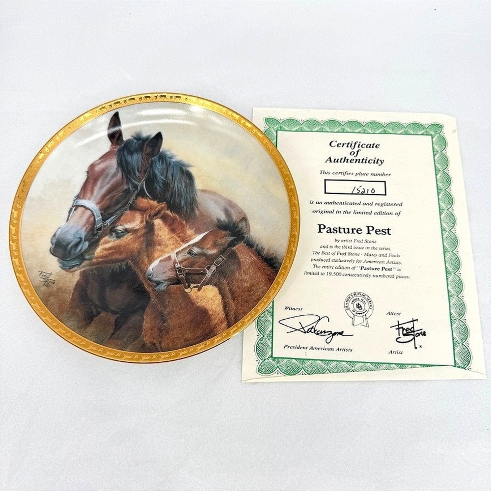 Fred‎ Stone Pasture Pest Collector Plate Horse Art Decor 6.5" w/ Certificate